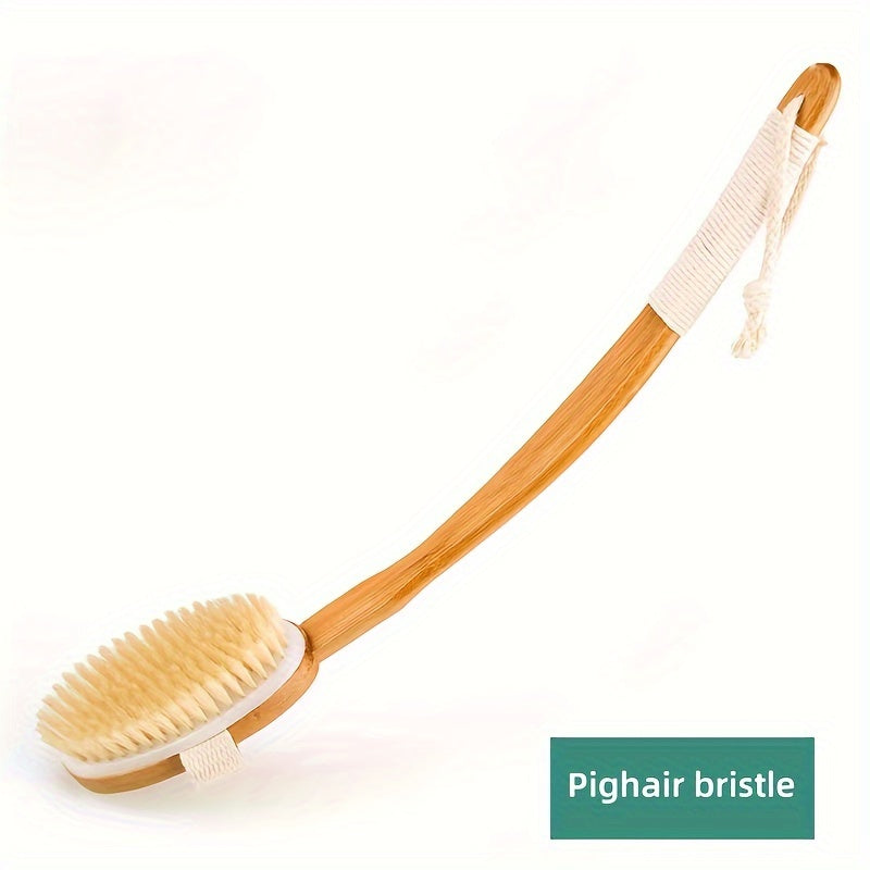 Esponja de limpieza con cerdas de jabalí para ducha con mango largo de madera Cepillo de baño con cerdas suaves y naturales | Lersk