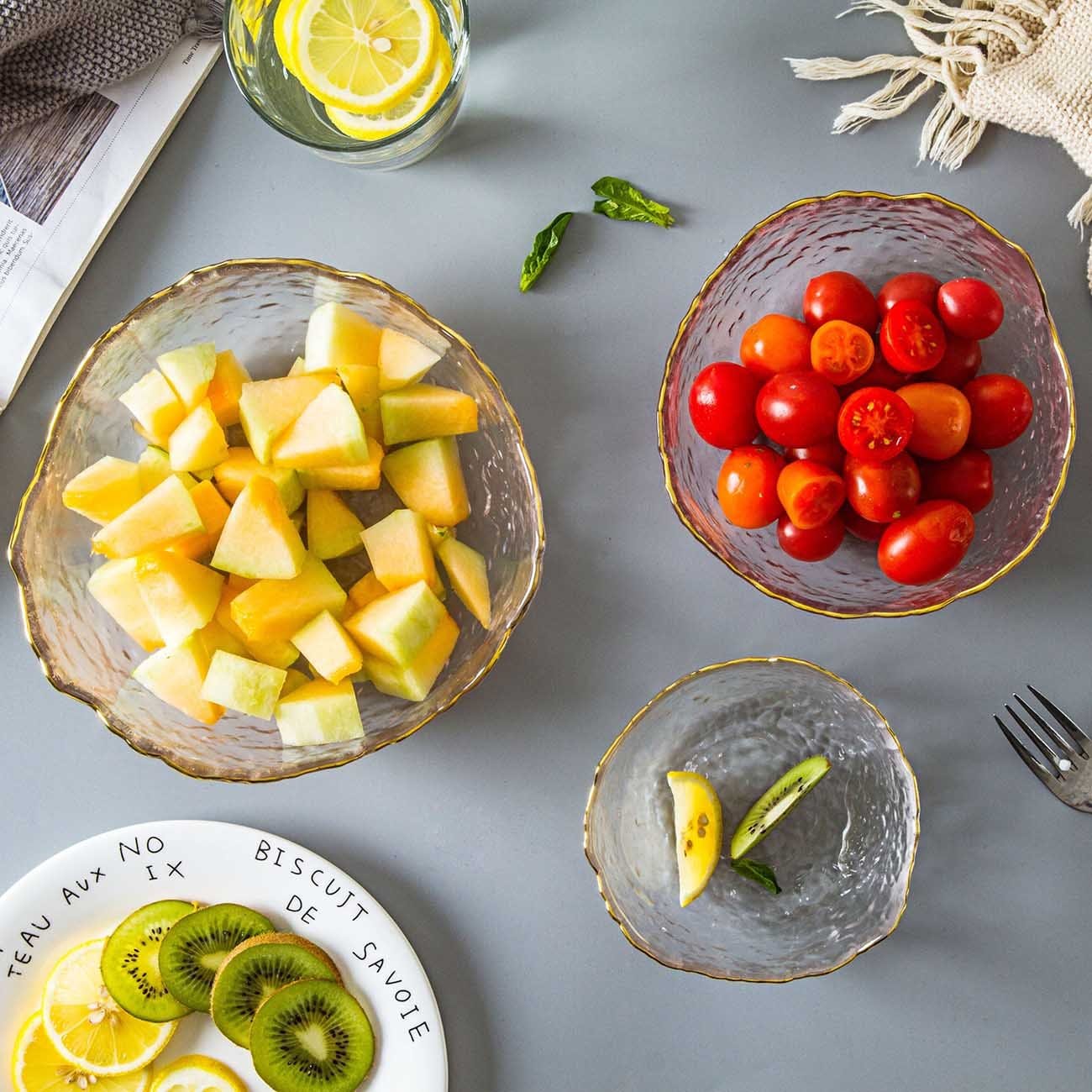 LumaGlass Trio Salad Bowls Set For Elegant Entertaining | Lersk