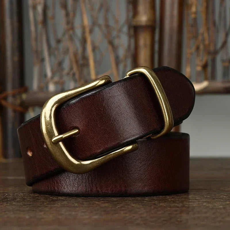 Torin Full-Grain Leather Belt With Brass Buckle Everyday | Lersk