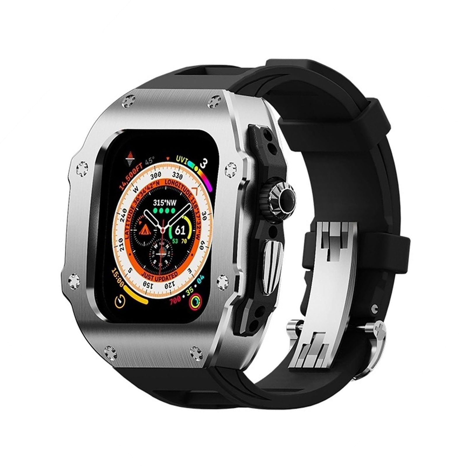 Pouzdro Kirell Arc Series z nerezové oceli s fluoro kaučukovým páskem pro Apple Watch Ultra | Lersk