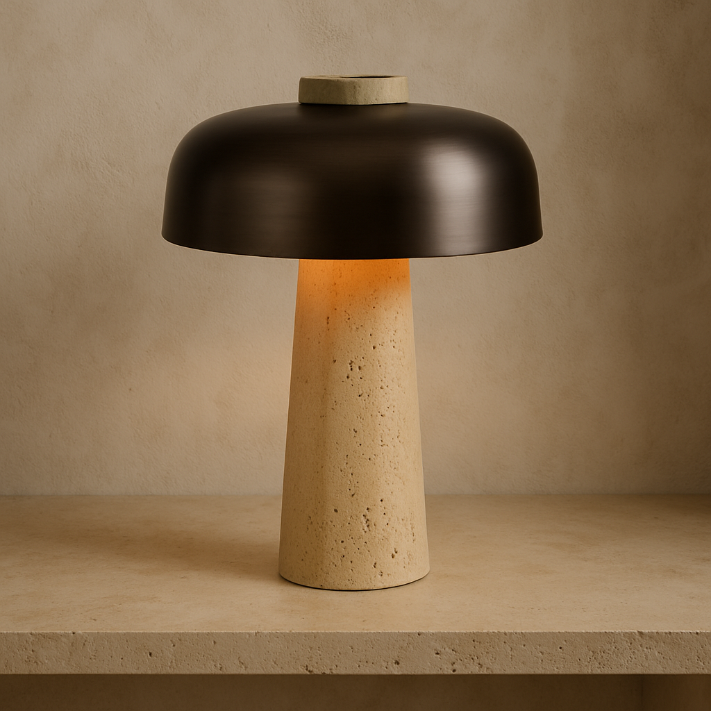 Mushroom Table Lamp With Stone Base, Modern Decorative Light | Lersk