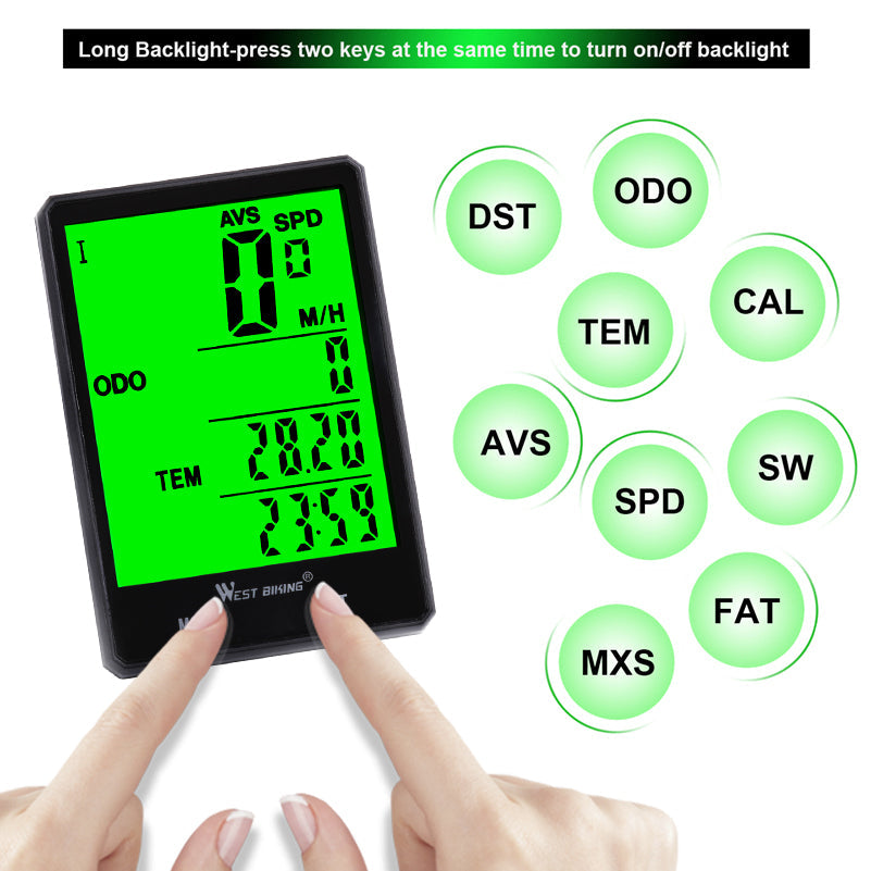 VeloSync Waterproof Bike Computer With Backlit Display | Lersk
