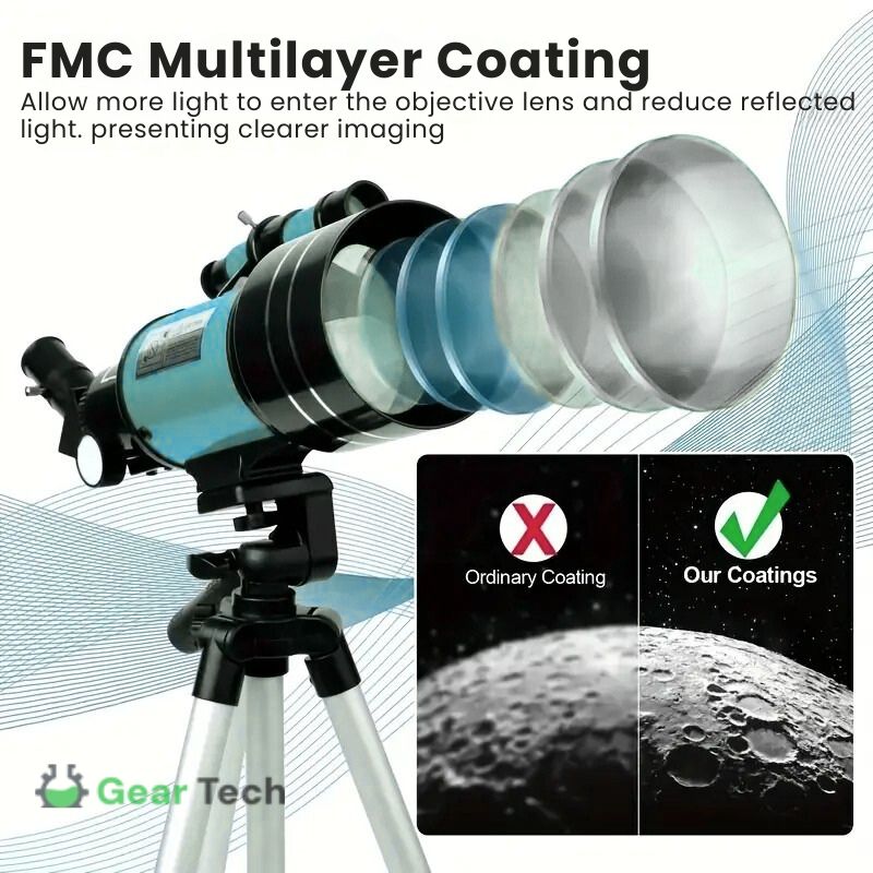 Professional Astronomical Telescope 70mm Aperture, 300mm Focal Length With Easy Setup For Stargazing And Nature | Lersk