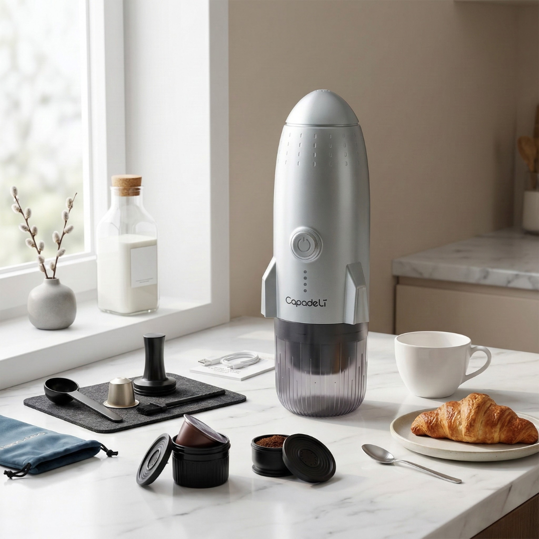 Selbsterhitzende tragbare Espressomaschine für Reisen und den Außenbereich | Lersk