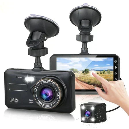 Dual Wireless Dash Cam Front And Rear 1080p 4-Inch LCD 170-Degree Ultra-Wide
