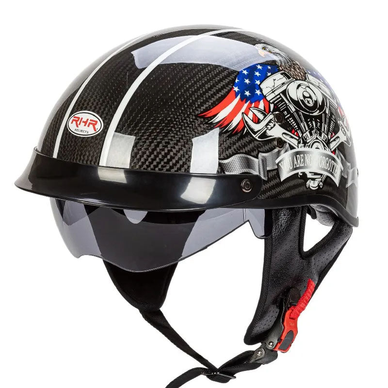 CarbonFiber Retro Half Face Helmet For Riders Lightweight DOT ECE Approved | Lersk