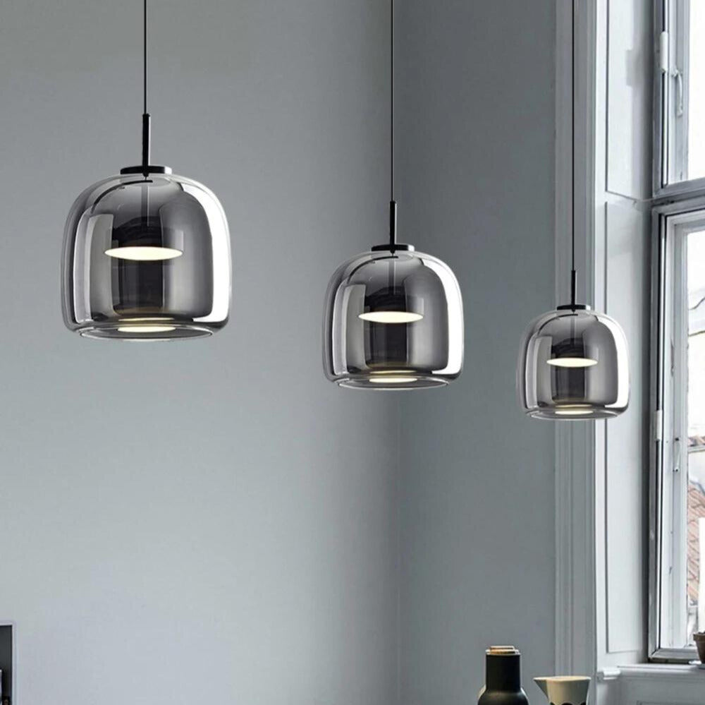 Nordic Black Glass závěsný lustr Lux LED pro hotely a kuchyně | Lersk