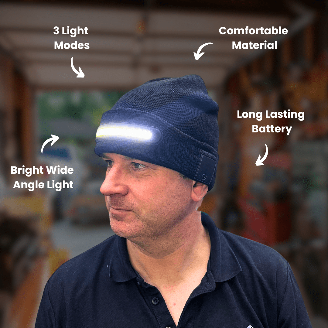 LED Beanie Hat with Built-In Headlamp & USB-C Rechargeable Light | Lersk