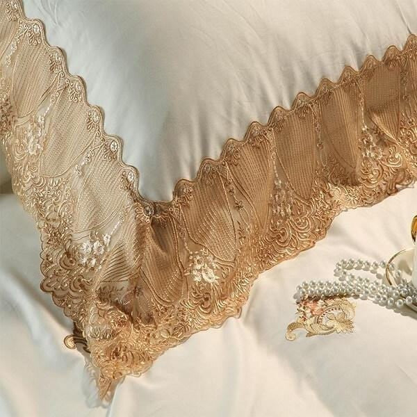 Set di biancheria da letto in cotone egiziano ricamato dorato Kirelle | Lersk