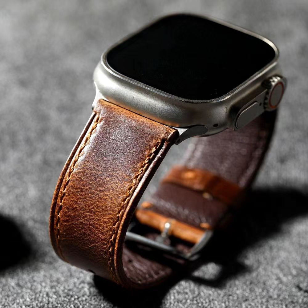 Walnut Brown Leather Strap Compatible With Apple Watch | Lersk