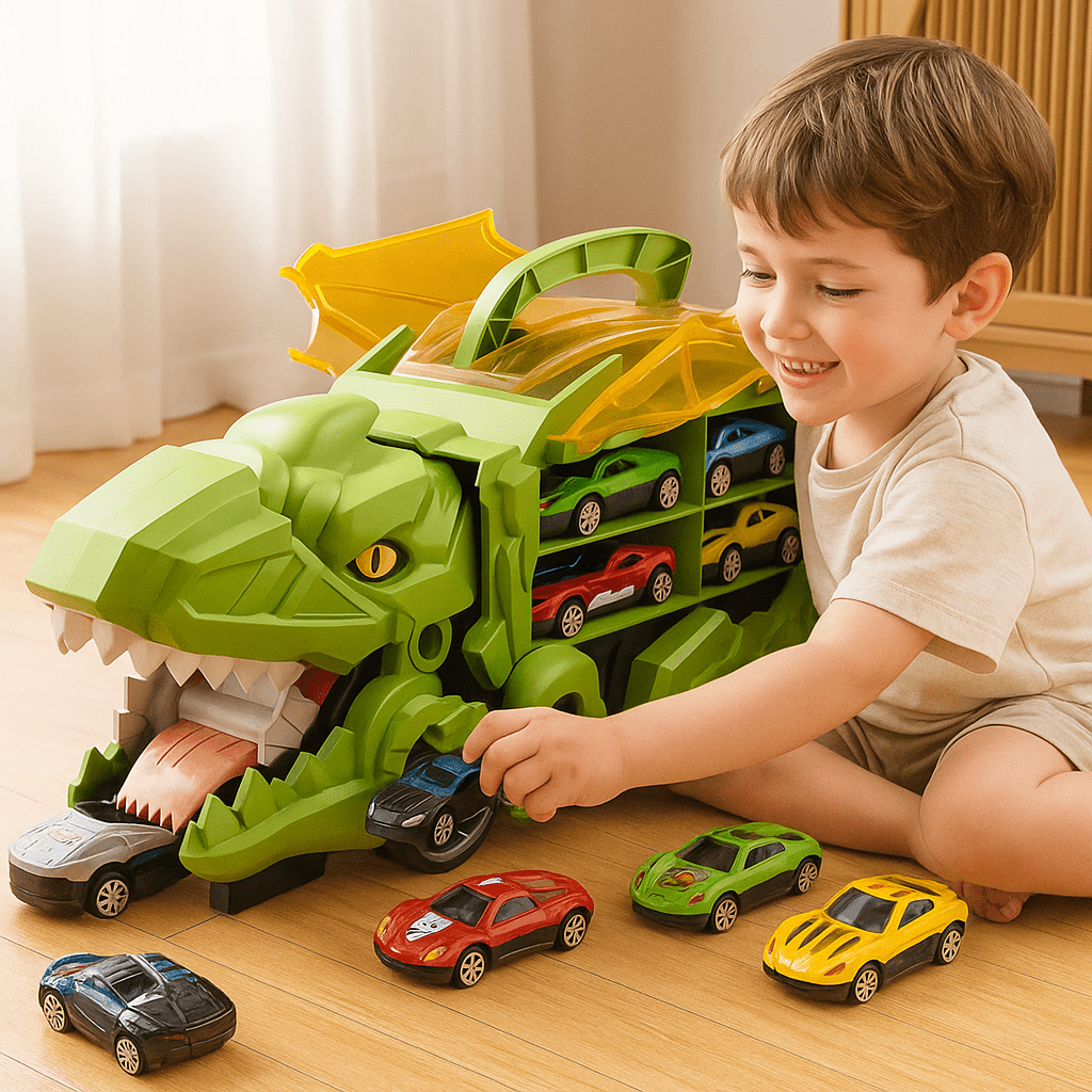 Dinosaur Car Play Truck Kit With Toy Cars And Racetracks | Lersk