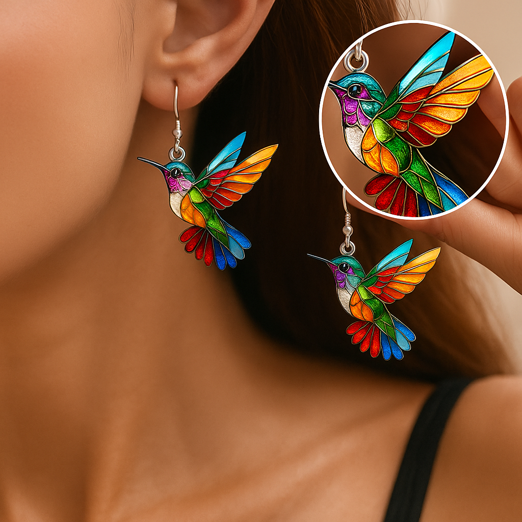Colorful Hummingbird Earrings For Cheerful Dangle Jewelry With Flying Bird Design | Lersk
