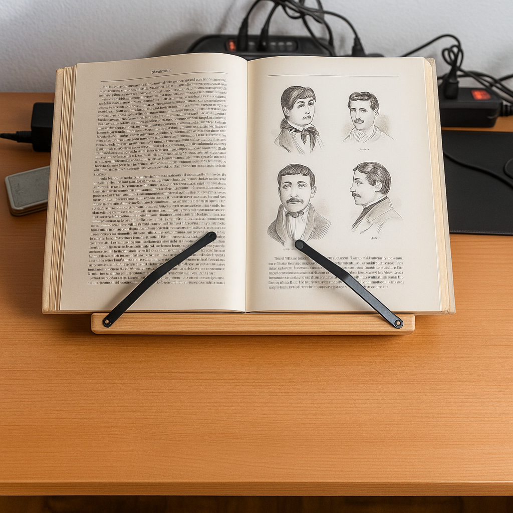 حامل إطار خشبي قابل للطي وقابل للتعديل للكتب الطبخ والأجهزة اللوحية مع دعم يدوي للقراءة | ليرسك
