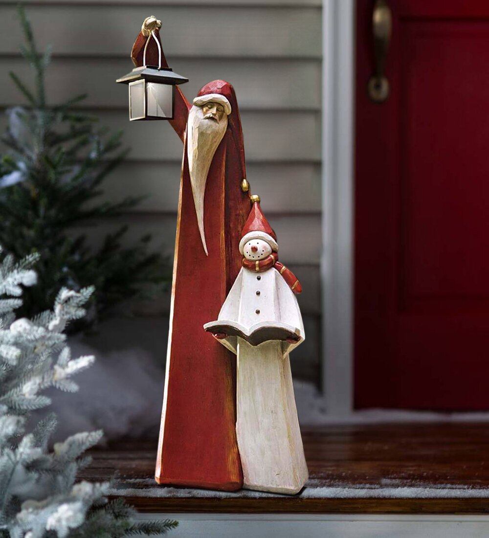 Weihnachtsmann- und Schneemann-Skulptur für Weihnachtsdekoration innen und außen | Lersk