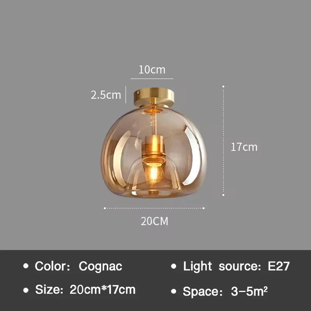 Elegante nordische Cognacglas-LED-Deckenleuchte für den Essbereich | Lersk