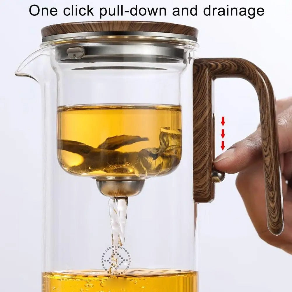 LumiGlass Teapot With Magnetic Filter And Wooden Handle | Lersk