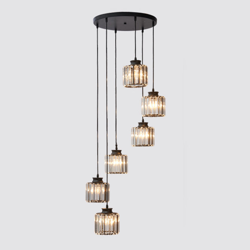 Lampe suspendue cylindre en cristal AstraLumen moderne en aluminium | Lersk
