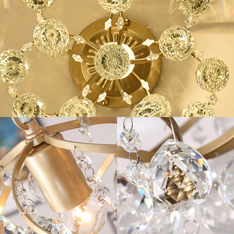 Lyra Crystal Ball Ceiling Light Elegant Brass Finish | Lersk