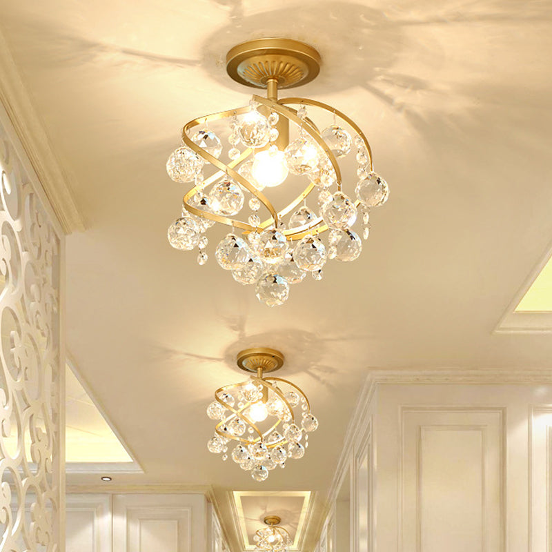 Lyra Crystal Ball Ceiling Light Elegant Brass Finish | Lersk