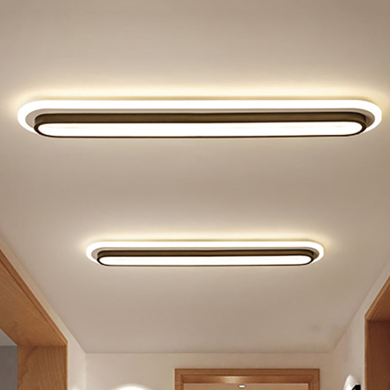 Modern Evler İçin Akrilik Difüzörlü Oval LED Tavan Lambası Siyah ve Beyaz | Lersk