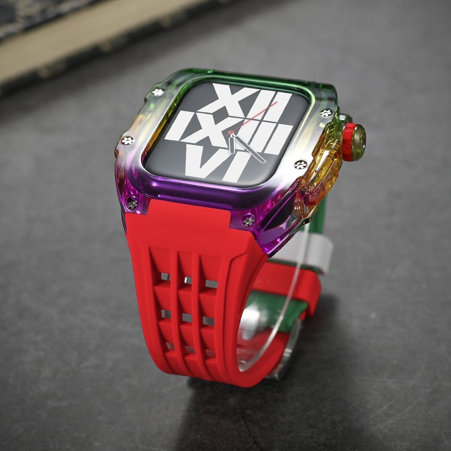 Aurian Frost Series Fluororubber Multicolor Case & Rubber Band Mod Kit for Apple Watch, Transparent | Lersk
