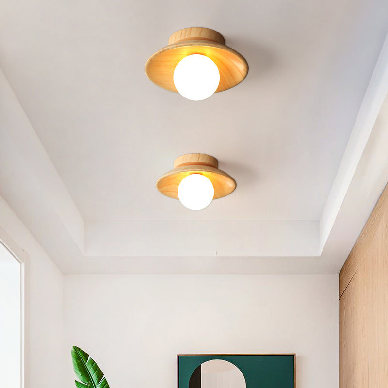 LumenWeave dřevěná stropní lampa Mini polozapuštěné osvětlení do předsíně | Lersk