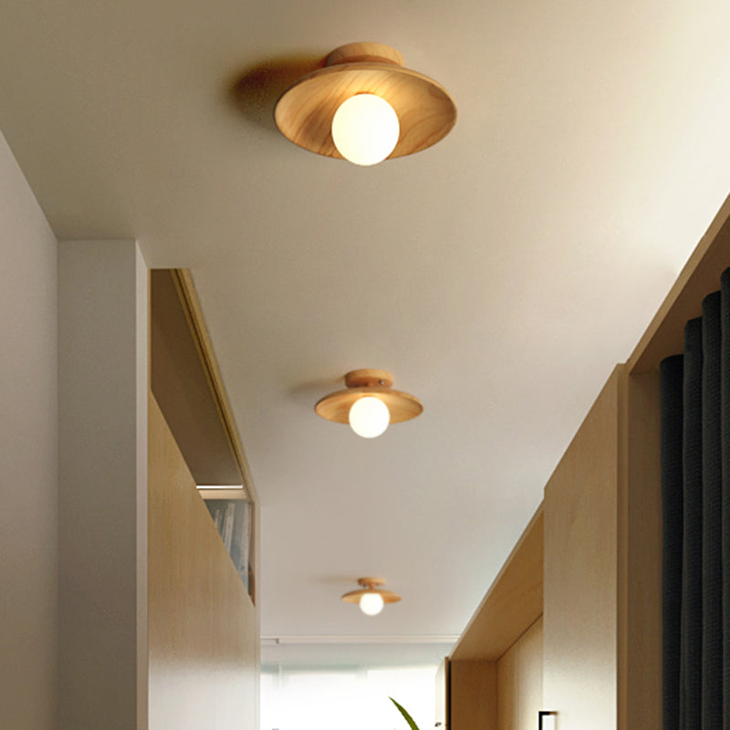 LumenWeave dřevěná stropní lampa Mini polozapuštěné osvětlení do předsíně | Lersk