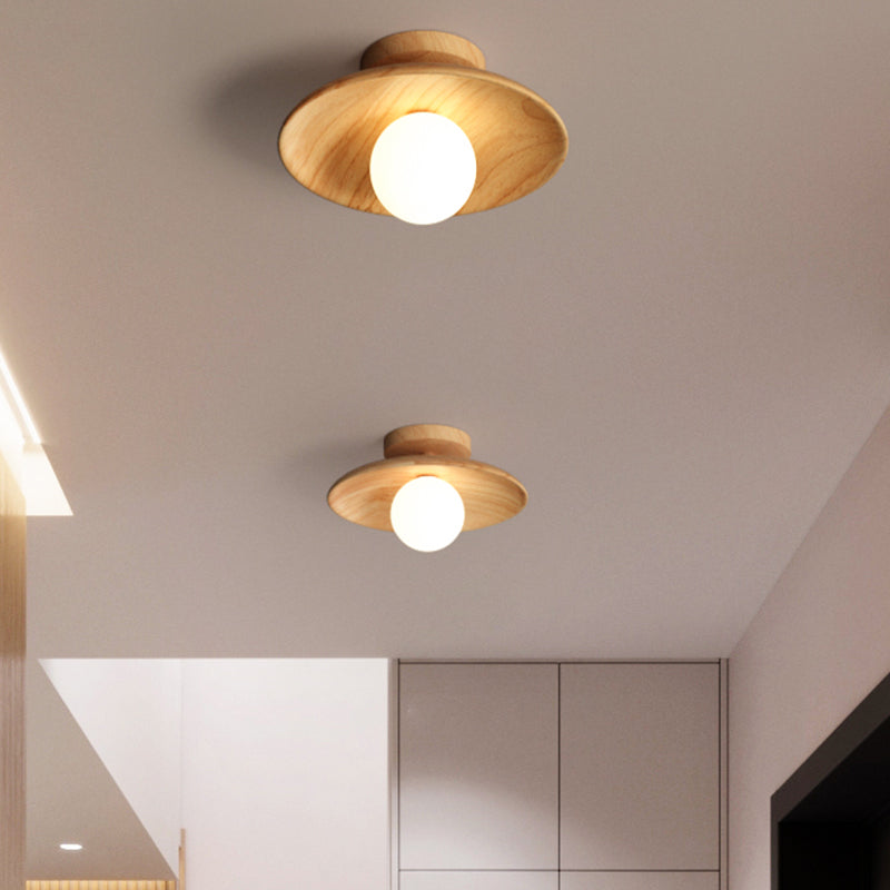 LumenWeave dřevěná stropní lampa Mini polozapuštěné osvětlení do předsíně | Lersk