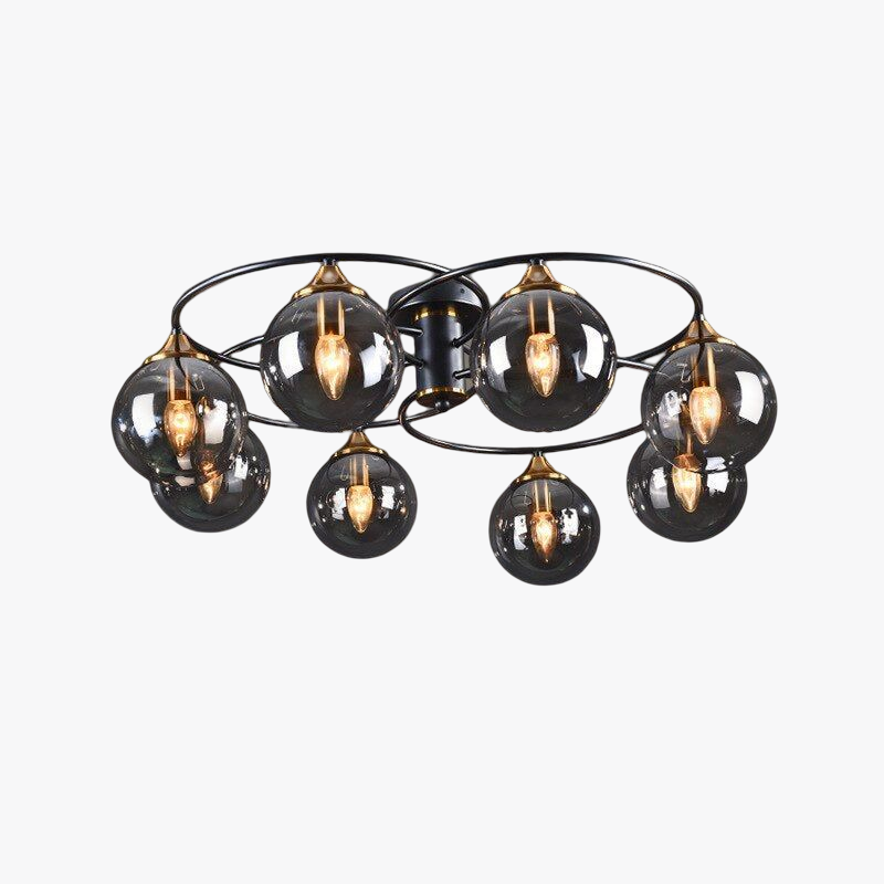 LuminaraArc Vintage runder rauchglasiger Kronleuchter dimmbar