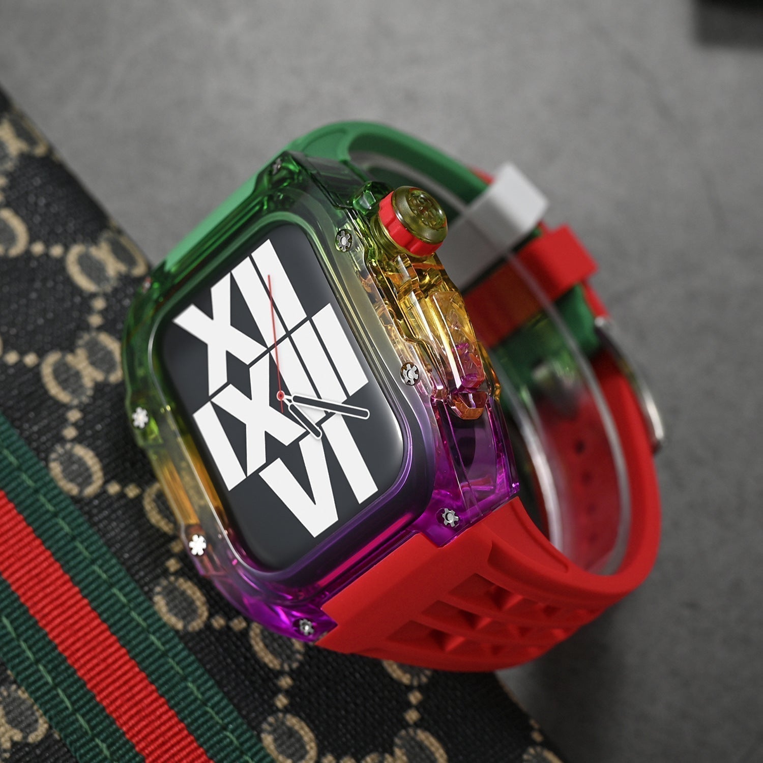 Aurian Frost Series Fluororubber Multicolor Case & Rubber Band Mod Kit for Apple Watch, Transparent | Lersk