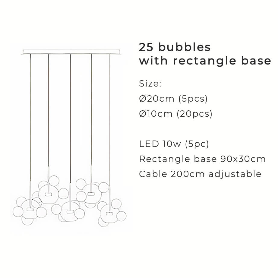 Greve Chandelier Snow White Glass Spheres Matte or Crystal Clear for Nordic Decor | Lersk