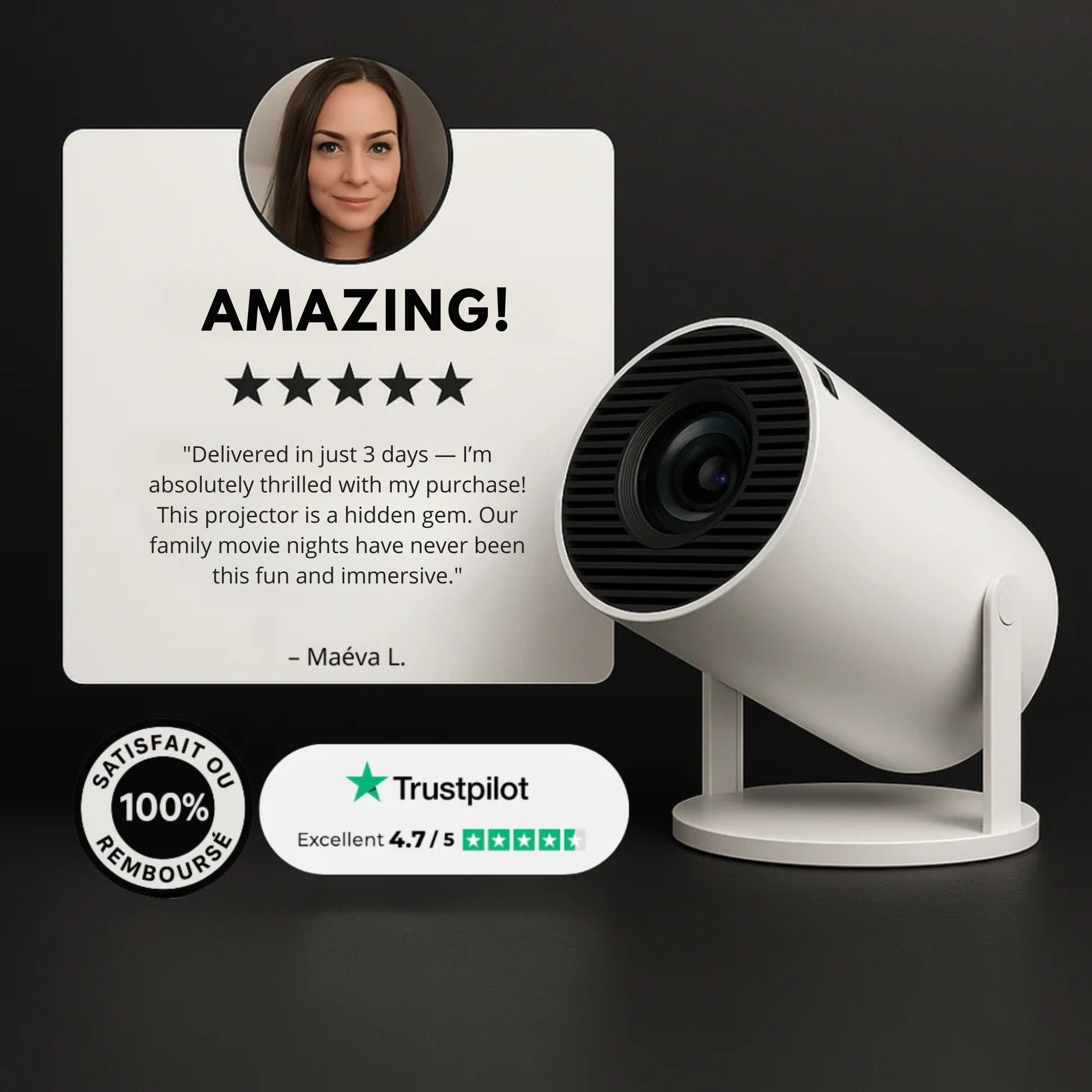Smart Projector | Transform any space into a Home Cinema | Portable Smart Mini Projector with Built-In Streaming Apps | Lersk