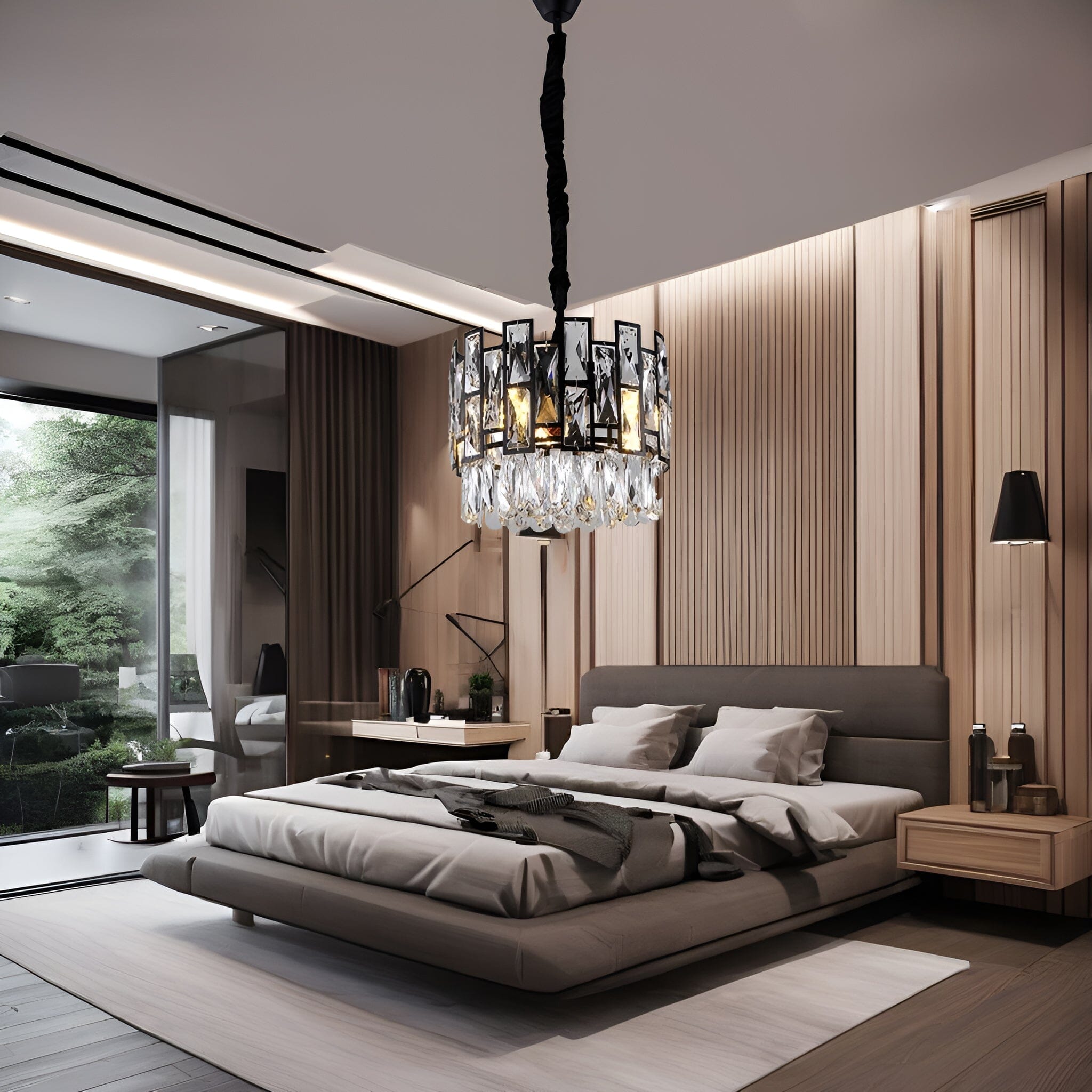 Lampa wisząca Nova Crystal ze stali nierdzewnej z kryształami K9 i LED | Lersk