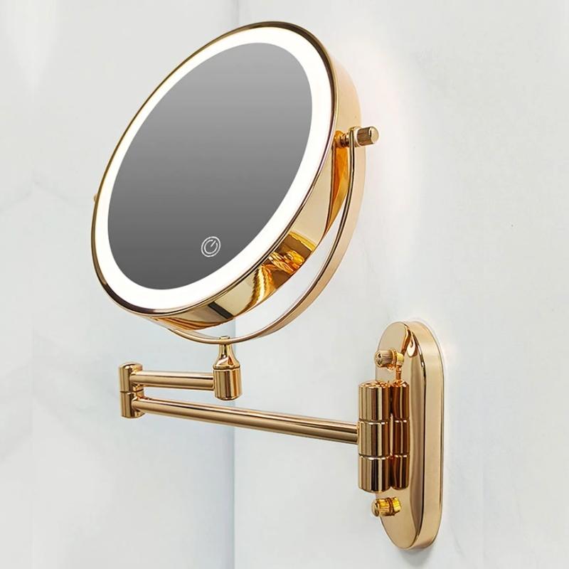 Luxeva Gold Rechargeable LED Magnifying Mirror For Bathroom | Lersk