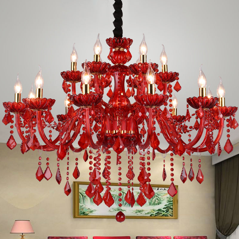 Aurelia Crimson Crystal Chandelier for Modern Living Rooms | Lersk