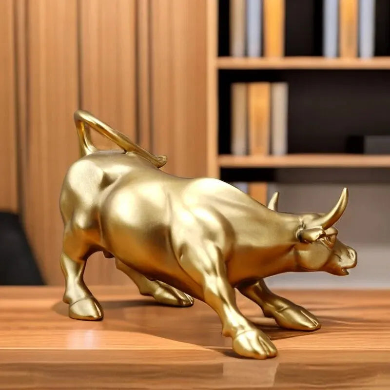 Gilded Wall Street Bull Decor Icon for Luxurious Space | Lersk