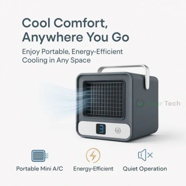 BreezeWave Mini bærbar aircondition stille 4-bladet til bil og hjem | Lersk