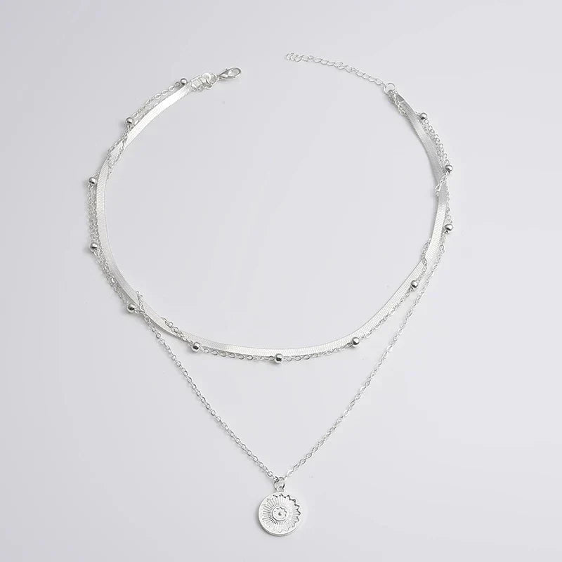 Lyara Three Strand Silver Necklace For Women Elegant Layered Design