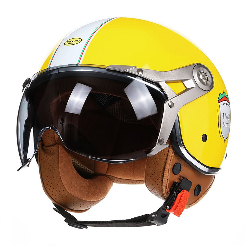 LyraJet Vintage Racer Helmet With Bubble Visor Shield | Lersk