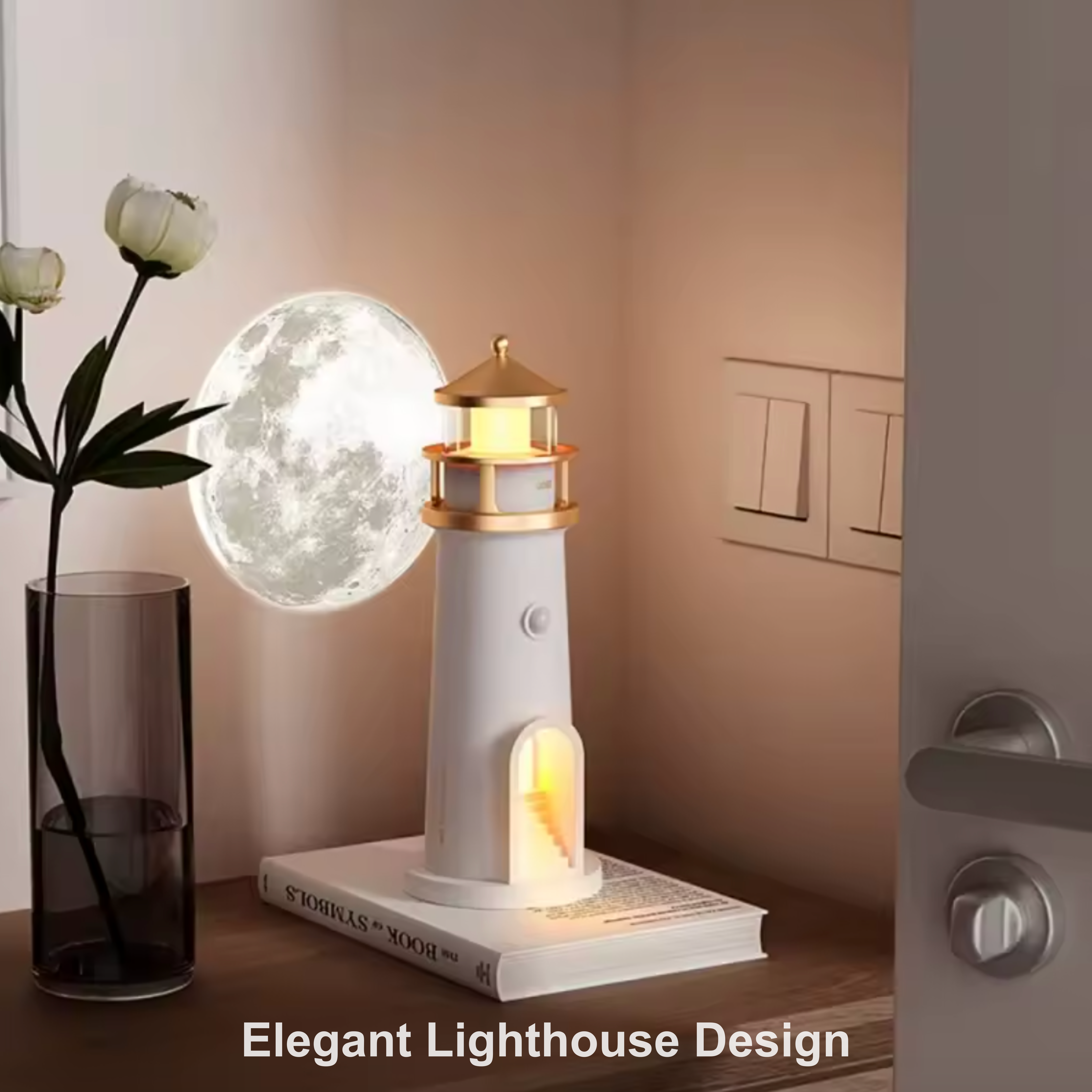 Projektor Księżyca Lighthouse z lampą i głośnikiem Bluetooth do sypialni | Lersk