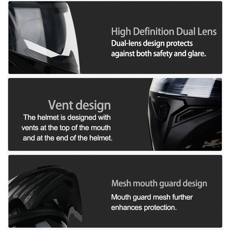 Casque FlipGuard à double lentille pour motards homologué DOT | Lersk