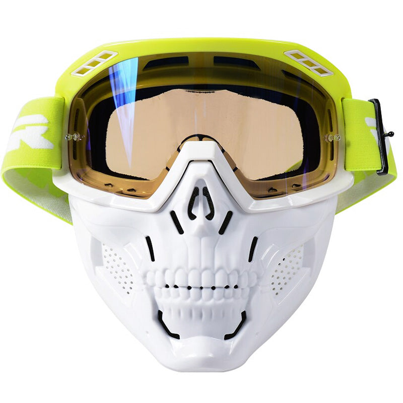 Motocyklová maska Skull s odolným čočkovým krytem pro jezdce | Lersk