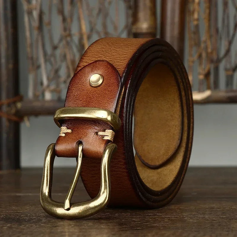 Torin Full-Grain Leather Belt With Brass Buckle Everyday | Lersk