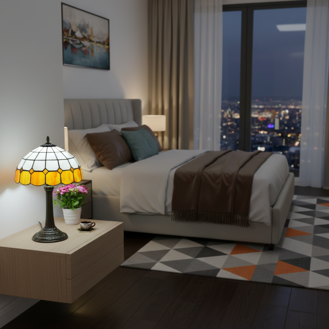 Lampada da tavolo vintage in vetro colorato per illuminazione elegante della casa | Lersk