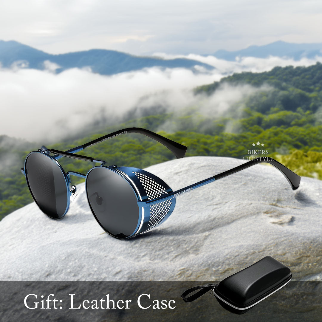 Gothic Steampunk Polarized Round Sunglasses For Men | Lersk