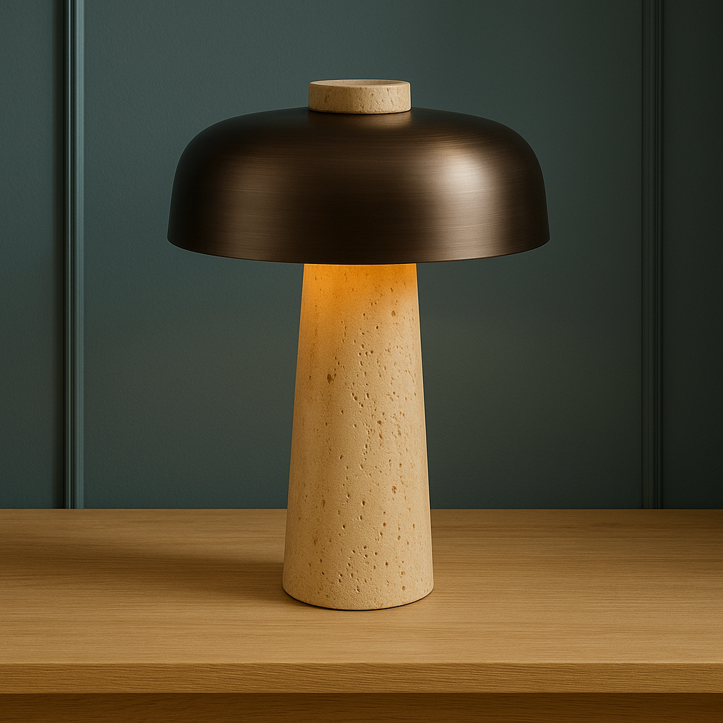 Mushroom Table Lamp With Stone Base, Modern Decorative Light | Lersk