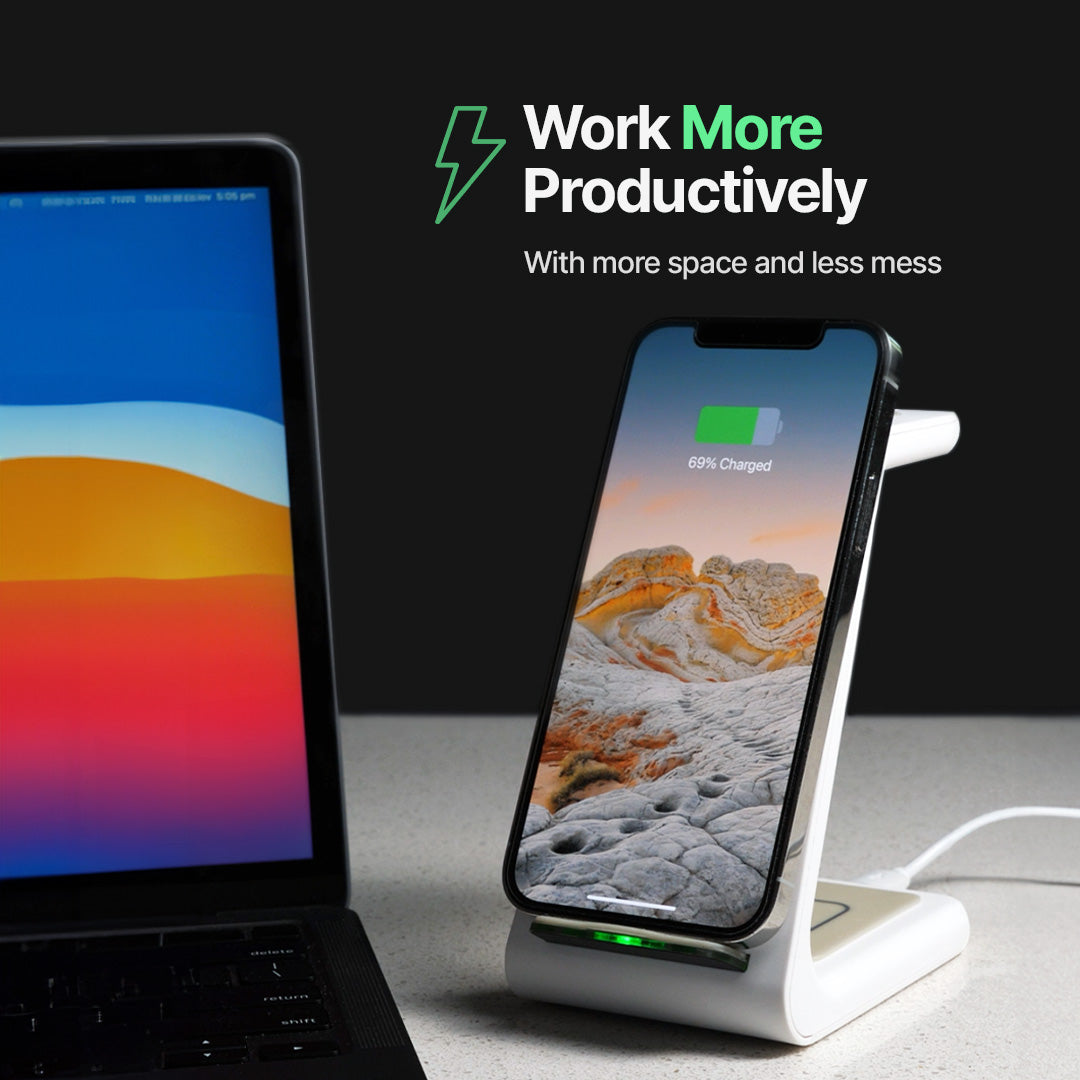 3-In-1 Wireless Charging Station For Apple, Samsung, Watch, AirPods | Fast Wireless Charging Solution | Lersk