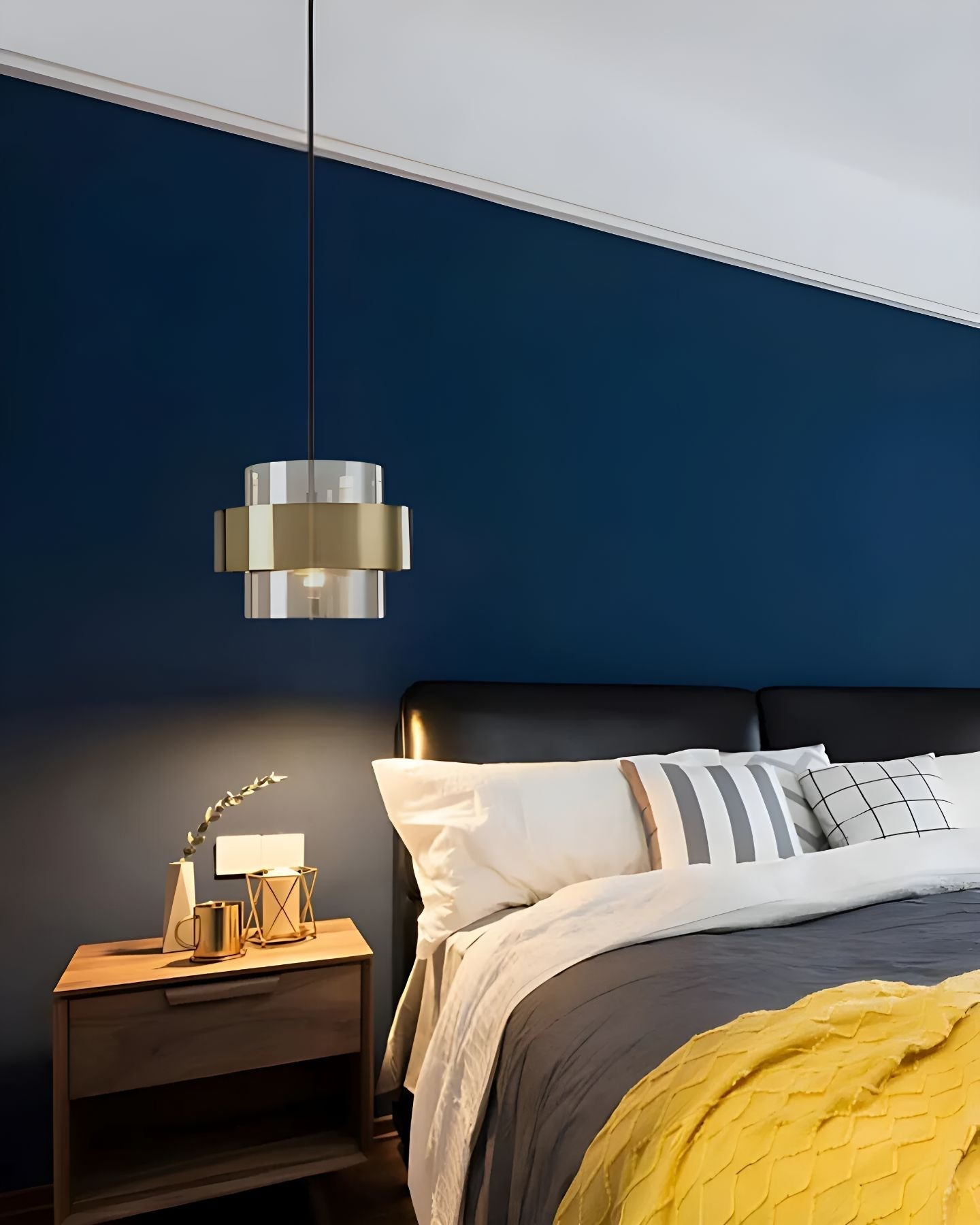 Solara Gold Glass Pendant Light with Industrial Edge | Lersk