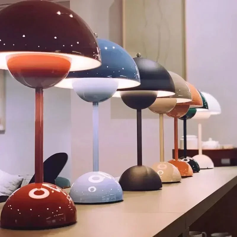 Nordic Led Table Lamp Wireless Rechargeable Mushroom Style for Small Spaces | Lersk