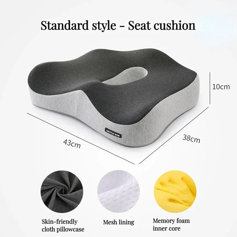 Memory Foam Office Chair Cushion For Desk Workers With Orthopedic Lumbar Support | Lersk